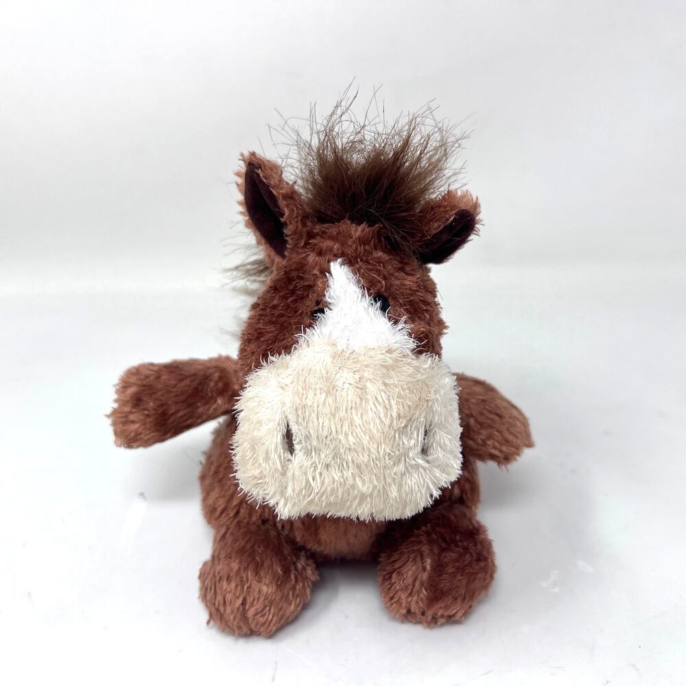 Russ Luvvies Horse Plush 5" Sensory Toy Brown White Beanie Stuffed‎ Pony